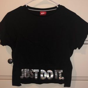 Black Nike Crop Top with Reflective “Just Do It”